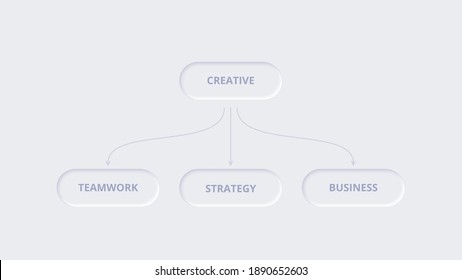 Neumorphic abstract elements for infographic. Template for diagram, graph, presentation and chart. Skeuomorph concept with 4 options, parts, steps or processes.