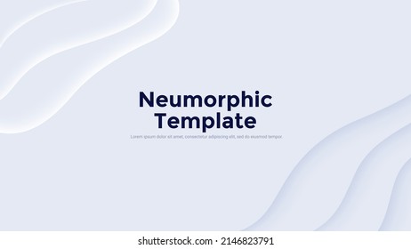 Neumorphic Backdrop Or Background With Wavy White Layers. Minimal Realistic Design Template With Blank Curved Paper Sheets. Modern Simple Vector Illustration For Business Website, Company Description