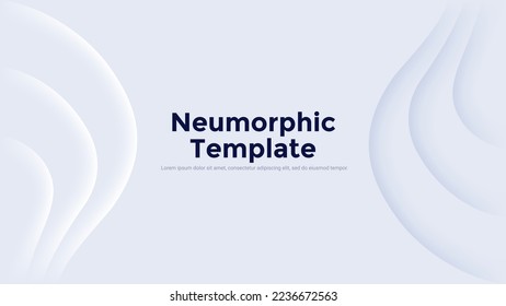 Neumorphic backdrop or background with wavy white layers. Minimal realistic design template with blank curved paper sheets. Modern simple vector illustration for business website, company description