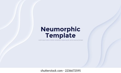 Neumorphic backdrop or background with wavy white layers. Minimal realistic design template with blank curved paper sheets. Modern simple vector illustration for business website, company description.