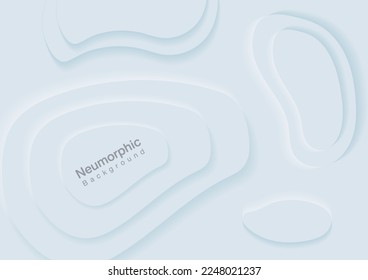 Neumorphic backgrounds and backdrops, curved patterns, white tones, layered, minimal style backgrounds, technology illustrations, modern and business, templates and banners for products.
