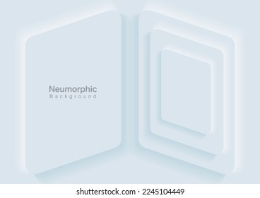 Neumorphic Backgrounds and Backdrops Square pattern, white tone, layered, minimal style background, technology illustration, modern and business, template and banner assembly for products.