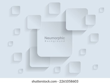 Neumorphic Backgrounds and Backdrops Square pattern, white tone, layered, minimal style background, technology illustration, modern and business, template and banner assembly for products.
