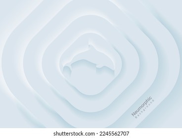 Neumorphic Backgrounds and Backdrops Square and 
whale pattern, white tone, layered, minimal style background, technology illustration, modern and business, template and banner assembly for products.
