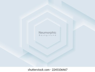 Neumorphic Backgrounds and Backdrops white hexagon pattern Layered, minimal style background, technology illustration, modern and business, template and banner composition for products.