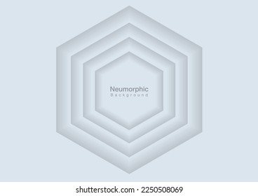 Neumorphic Backgrounds and Backdrops white hexagon pattern Layered, minimal style background, technology illustration, modern and business, template and banner composition for products.