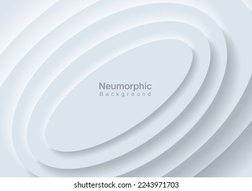 Neumorphic Backgrounds and Backdrops white tone oval pattern Layered, minimal style background, technology illustration, modern and business, template and banner composition for products.