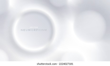 Diseño neumórfico brillante con formas redondeadas. Ilustración vectorial de morfismo ligero, suave, claro y simple. Elegante fondo abstracto con espacio de copia para banner, afiche, presentación.