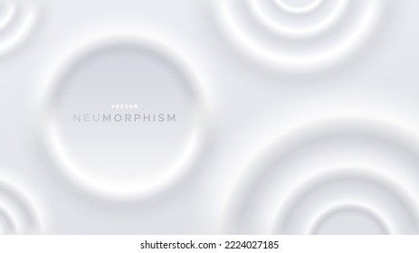 Diseño neumórfico brillante con formas redondeadas. Ilustración vectorial de morfismo ligero, suave, claro y simple. Elegante fondo abstracto con espacio de copia para banner, afiche, presentación.