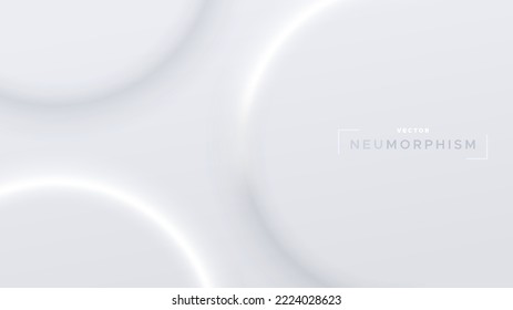 Diseño neumórfico brillante con formas redondeadas. Ilustración vectorial de morfismo ligero, suave, claro y simple. Elegante fondo abstracto con espacio de copia para banner, afiche, presentación.