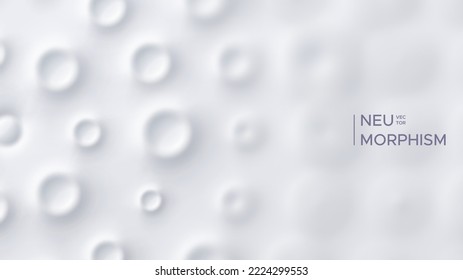 Neumorphic bright design with round shapes. Light, soft, clear and simple neo morphism vector illustration. Blurred abstract background for banner, poster, presentation.