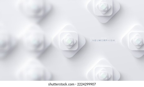 Neumorphic bright design. Square shapes with rounded corners.  Elegant abstract background for banner, poster, presentation. Light, soft, clear and simple vector illustration.