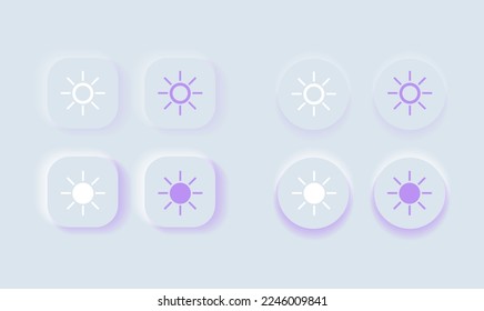 Neumorphic Button, light button vector set. Continuous 3D realistic virtual style in white tone, player button set, technology and online streaming buttons, technology illustration, sign and symbol.