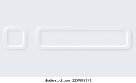Neumorphic buttons. Simple trendy design elements UI components isolated on light background. Control element for website, mobile app menu and navigation with rounded edges
