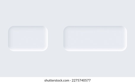 Botones neumórficos. Elementos de diseño sencillos y modernos componentes de interfaz de usuario aislados en el fondo de la luz. Elemento de control para sitio web, menú de aplicación móvil y navegación con bordes redondeados