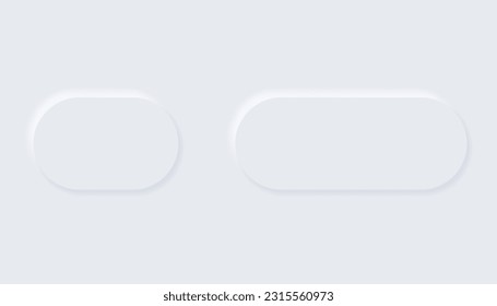 Neumorphe Knöpfe. Einfache, trendige Design-Elemente UI-Komponenten einzeln auf hellem Hintergrund. Steuerelement für Website, Mobile-App-Menü und Navigation mit abgerundeten Kanten