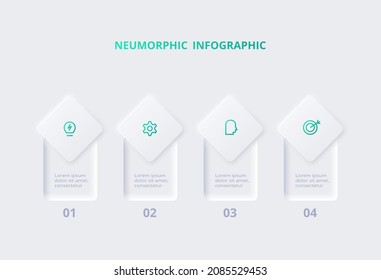 Neumorphic flow chart infographic. Creative concept for infographic with 4 steps, options, parts or processes.