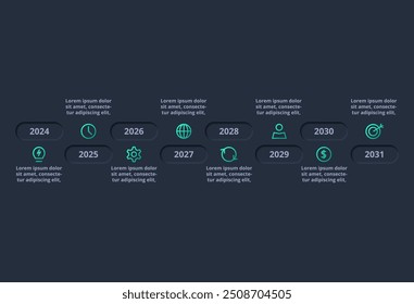 Neumorphic flowchart dark iinfographic. Creative concept for infographic with 8 steps, options, parts or processes.