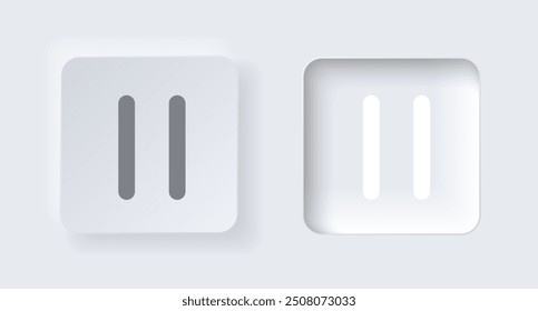 Neumorphic on and off button for interface application or web design. Simple elegant Vector neumorphism trendy designs element UI components isolated on white background.
