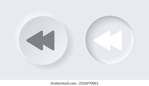 Neumorphic round on and off button for interface application or web design. Simple elegant luxury neumorphism trendy designs element UI components isolated on white background.	