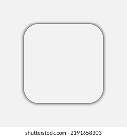 Neumorphic square button. White geometric shapes in a trendy soft 3D style with shadow.
