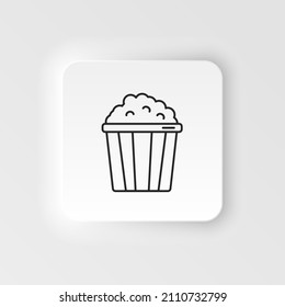 Neumorphic style food and drink vector icon. Popcorn icon sign vector, Symbol, logo illustration for web and mobile.