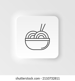 Neumorphic style food and drink vector icon. Icon lifting pasta with a fork. Foods icon