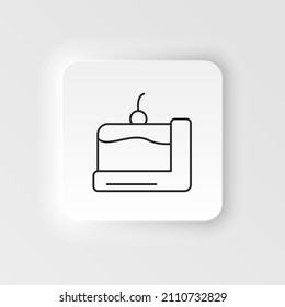 Neumorphic style food and drink vector icon. Black line Cake icon isolated . Happy Birthday. Vector