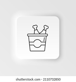 Neumorphic style food and drink vector icon. flat icon fried chicken in the box