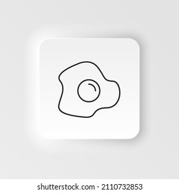 Icono del vector de alimentación y bebida de estilo neumórfico. Icono negro de huevo frito