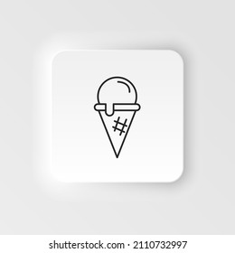 Neumorphic style food and drink vector icon. Ice cream icon isolated . Dessert symbol modern, simple, vector, icon for website design, mobile app, ui