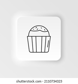 Neumorphic style food and drink vector icon. Muffins linear icon. Cupcakes with icing and sprinkles. Confectionery for party. Thin line customizable illustration. Contour symbol