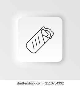 Neumorphic style food and drink vector icon. Burrito Wrap Minimalistic Flat Line Outline Stroke Icon