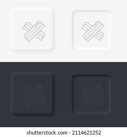 Neumorphic style food and drink vector icon. Bacon simple line vector icon