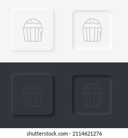 Neumorphic style food and drink vector icon. Muffins linear icon. Cupcakes with icing and sprinkles. Confectionery for party. Thin line customizable illustration. Contour symbol
