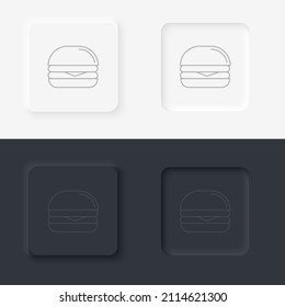 Neumorphic style food and drink vector icon. Burger icon vector isolated, Burger transparent sign, thin symbols or lined elements in outline style