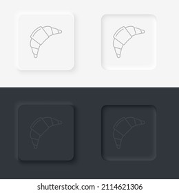 Neumorphic style food and drink vector icon. croissant icon vector logo symbol