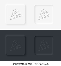Neumorphes Essen und Trinken Vektorsymbol. Pizzalschnitt-Symbol