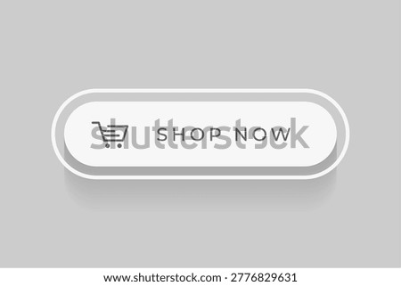 neumorphic style web shop now button with shopping cart vector