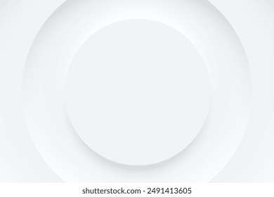 neumorphic style white blank banner with round shape and shadow vector