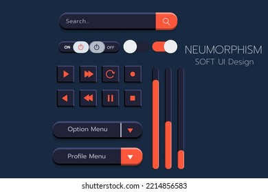 Neumorphism Botton Soft UI Design  