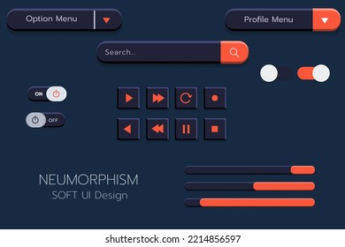 Neumorphism Botton Soft UI Design  