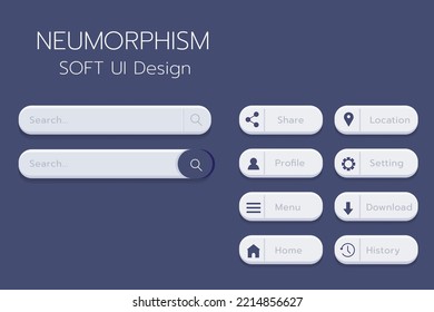 Neumorphism Botton Soft UI Design  