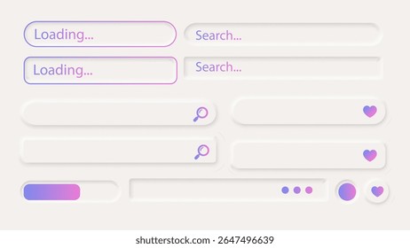 Neumorphism Button Icon Gradient Label Frame White 3d Elegant Shadow Web Vector  Ui Digital Neomorphism Interface  Collection
