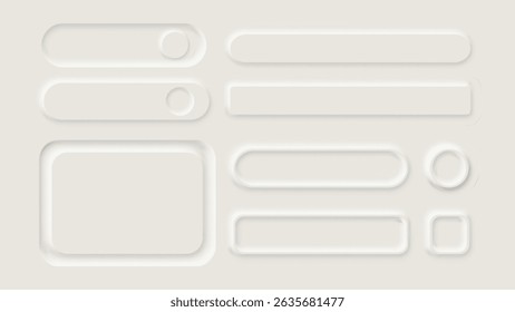 Neumorphism  Button Label Frame White 3d Elegant Shadow Web Vector Icon Ui Digital Neomorphism Interface  Collection