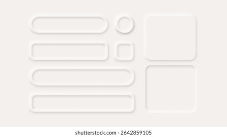 Neumorphism  Button Label Frame White 3d Elegant Shadow Web Vector Icon Ui Digital Neomorphism Interface  Collection