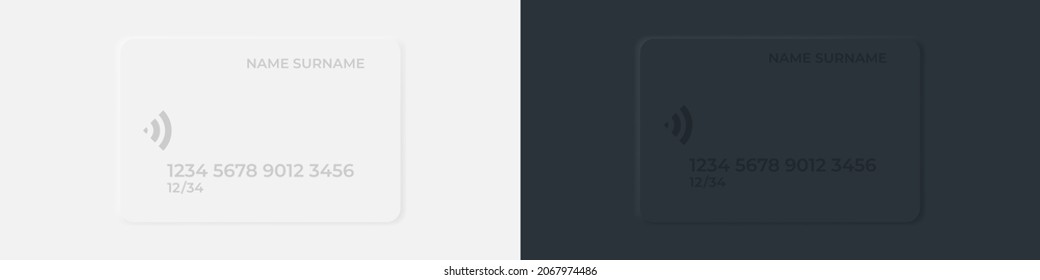 Neumorphism credit card. Vector isolated illustration. Plastic bank cards in neumorphic design. EPS 10.