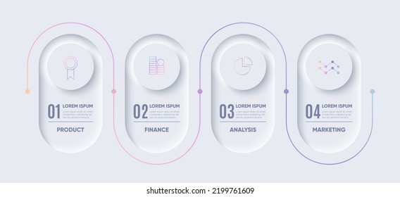 Infografía del neutralismo, ilustración de la línea de tiempo de 4 pasos. Diseño de moda vectorial.