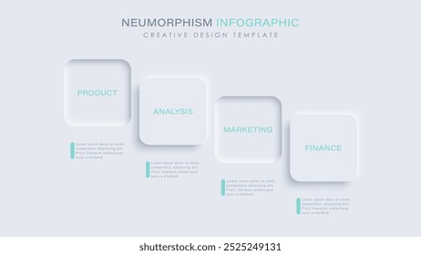 Neumorphism infographic illustration with 4 steps or options. Infographic design template