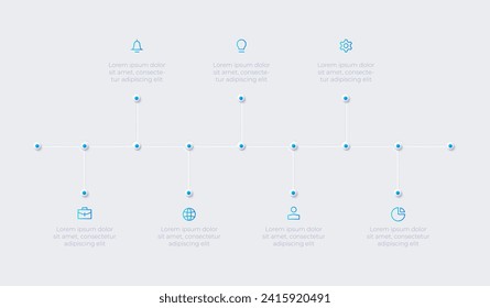 Neumorphism infographic timeline. Template of development process